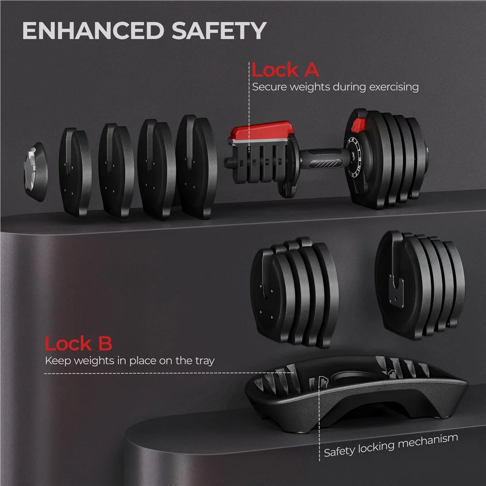 3-40lb 12-in-1 Quick-adjust Dumbbell Weights K627376