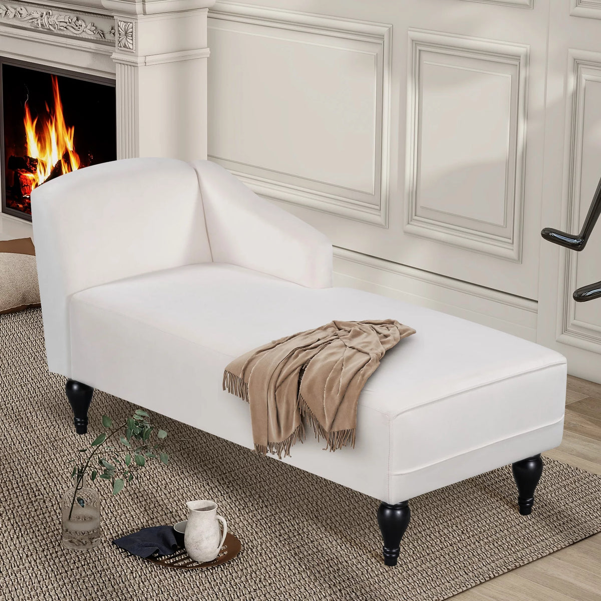 58 inch Velvet Button Tufted Chaise Lounge Sofa Y630055