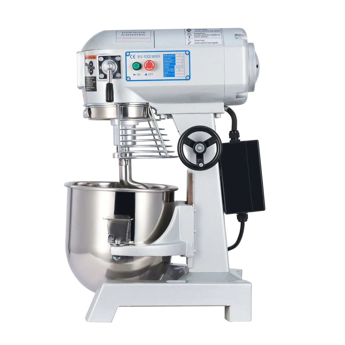 10Qt 600W Commercial Stand Mixer with 3 Attachment T2538