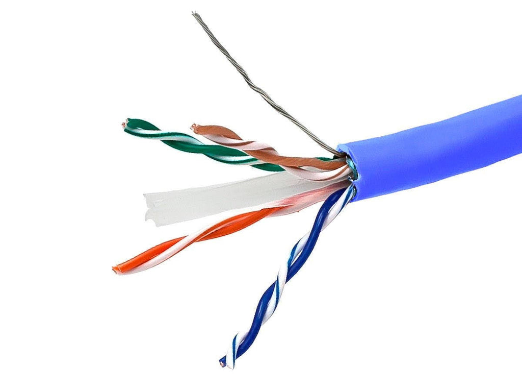 Solid 550Mhz F/UTP CMR Riser Rated Pure Bare Copper 23AWG 500ft Blue Ethernet Bulk Cable L7869