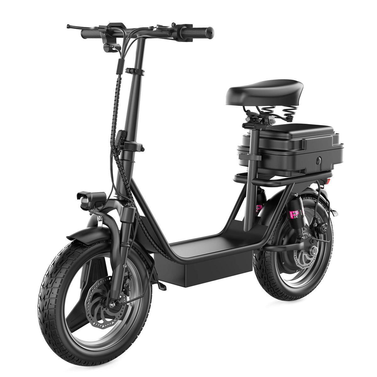 14" Tires 20MPH 25Miles Electric Scooter with Seat & Basket D81119