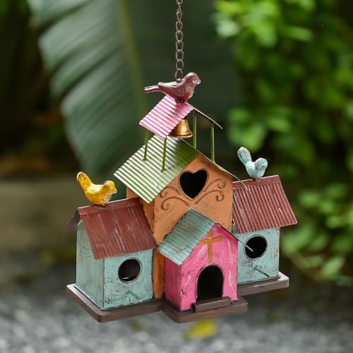 Large 4 Hole Metal Bird House with Bell Y120