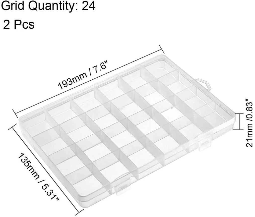 Plastic 24 Grids Electronic Component Storage Box Pack of 2 J2468