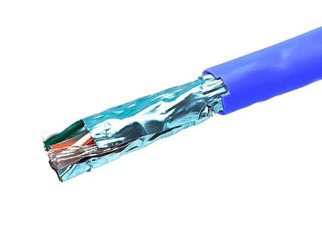Solid 550Mhz F/UTP CMR Riser Rated Pure Bare Copper 23AWG 500ft Blue Ethernet Bulk Cable L7869
