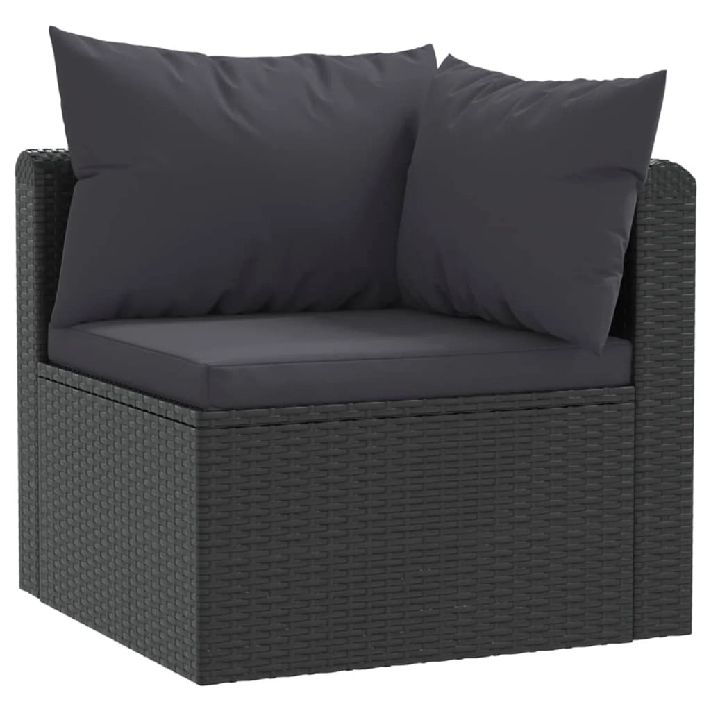 Black Poly Rattan 3 Piece Patio Sofa Set with Cushions H6145