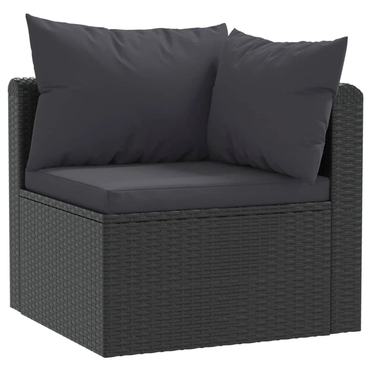 Black Poly Rattan 3 Piece Patio Sofa Set with Cushions H6145