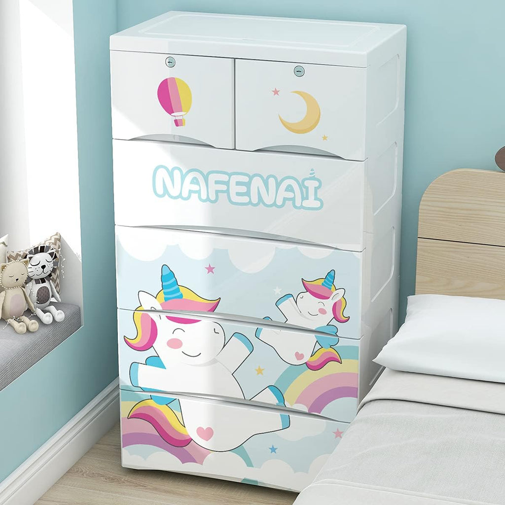 6 Drawer Plastic Storage Dresser with Wheels U4366