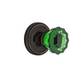 Crystal Emerald Glass Double Dummy Door Knob in Timeless Bronze M9083
