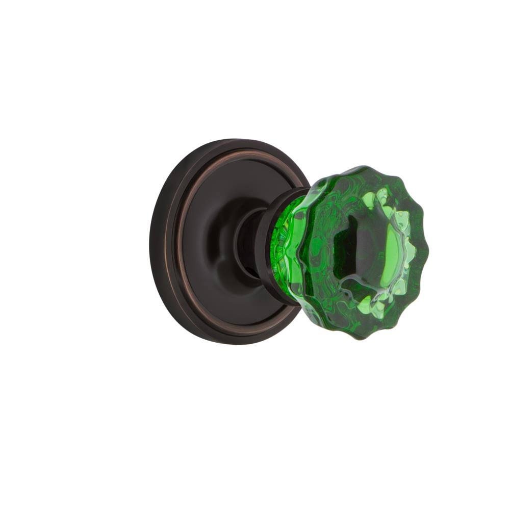 Crystal Emerald Glass Double Dummy Door Knob in Timeless Bronze M9083