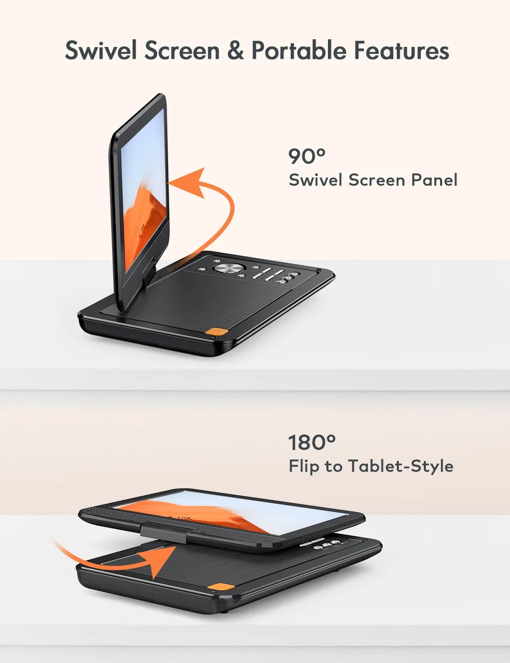 12.5" Portable DVD Player with 10.5" HD Swivel Screen, Black S590