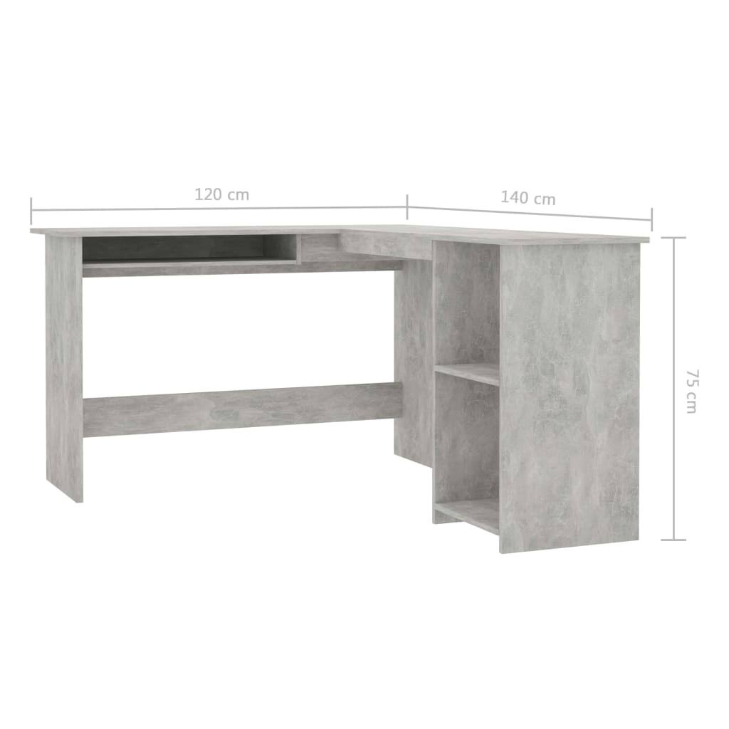 Concrete Gray L-Shaped Corner Desk Chipboard B97061
