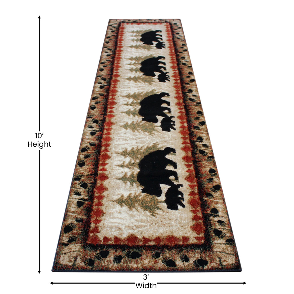 Rustic Cabin Theme Accent Rug with Bear and Cub Design Y758634