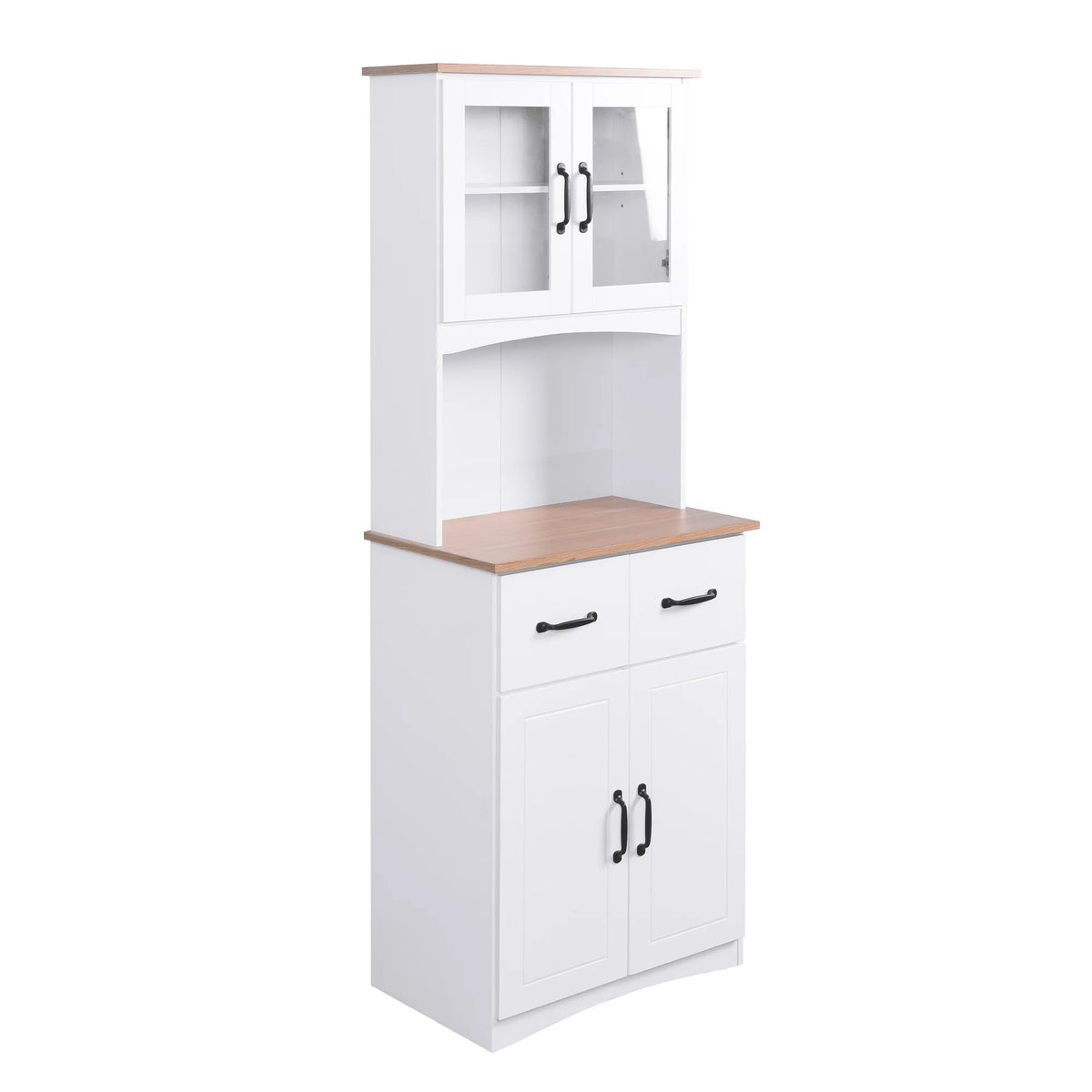 White Tall Wooden Kitchen Cabinet with 2 Drawers I11376