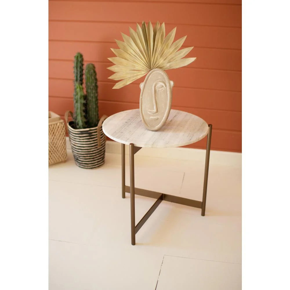 Iron Side Table With Marble Top R50363