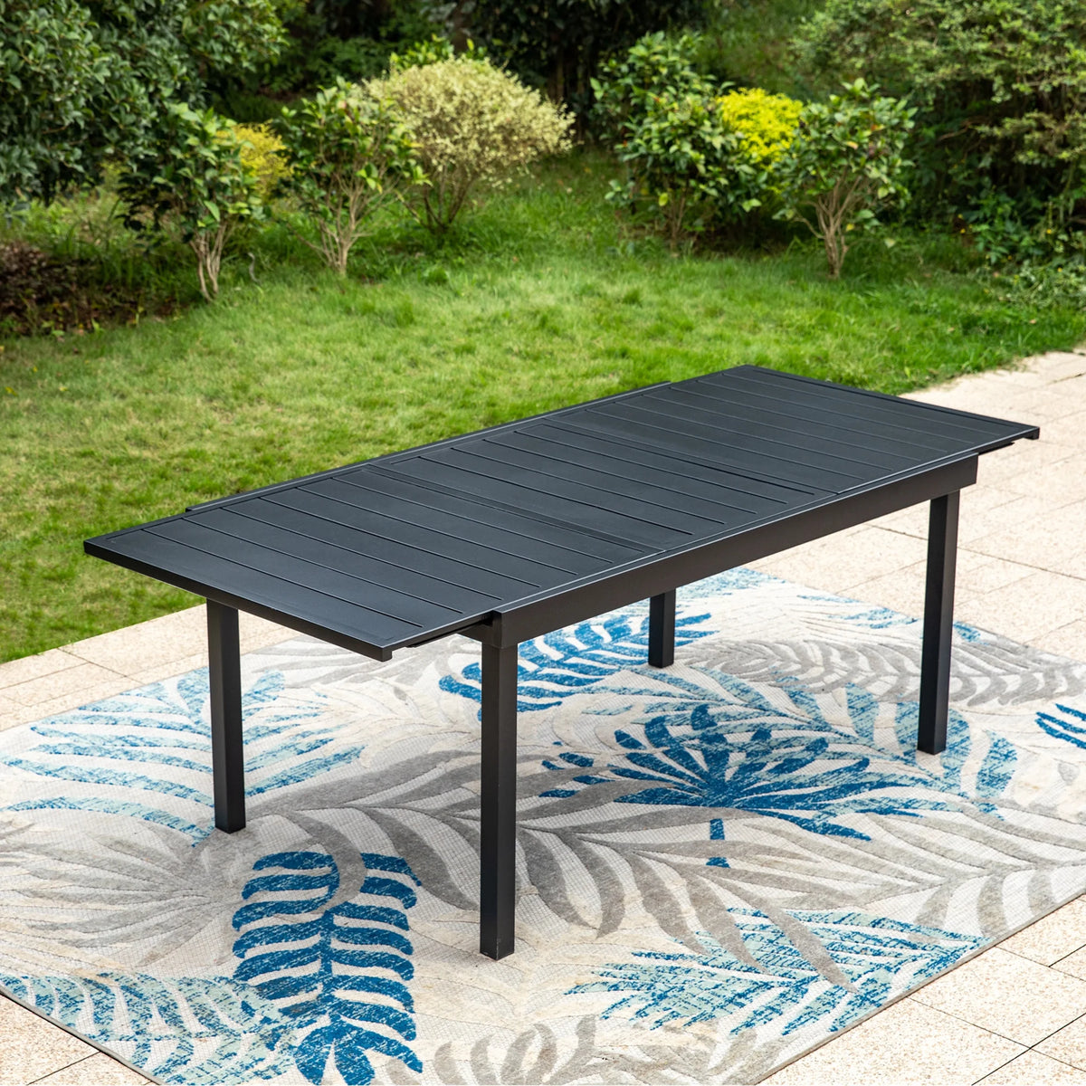 9-Piece Outdoor Dining Set with High Back Swivel Padded Chairs & Extendable Table, Black & Tan H35303