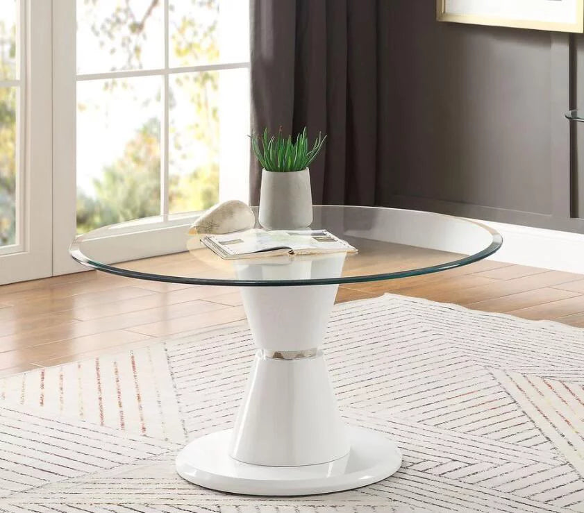 Clear Glass White Coffee Table M201704