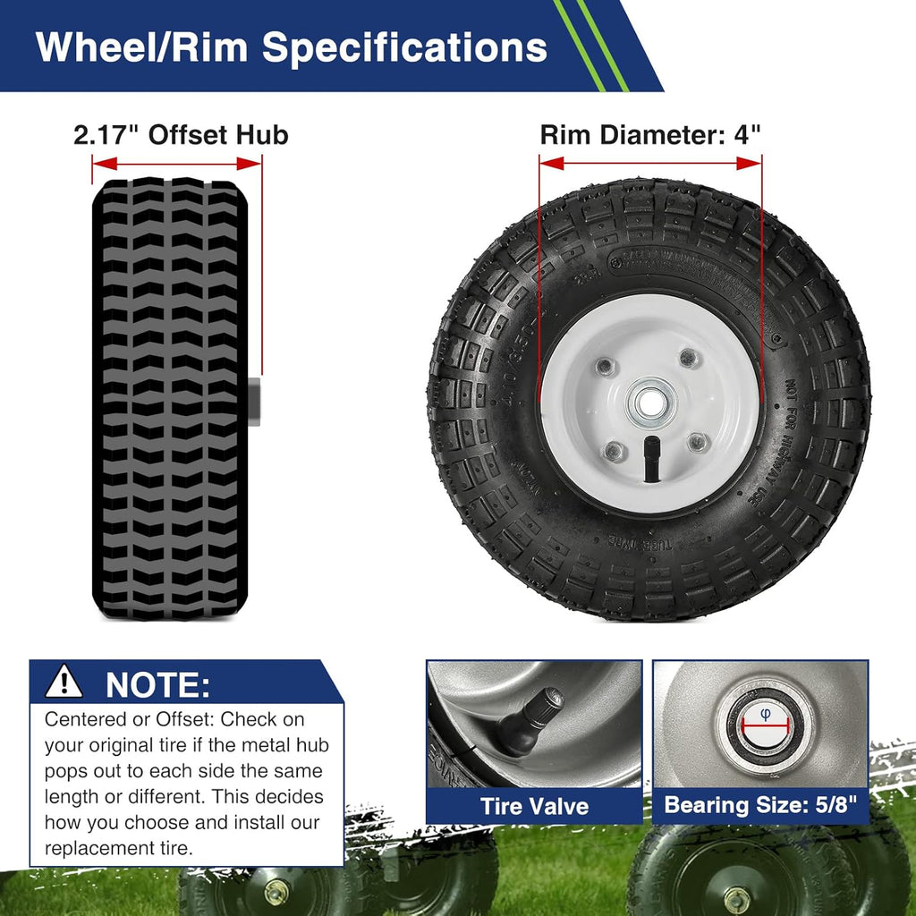 4 Pack 10 Inch Solid Rubber Tyre Wheels with Yellow Steel Hub I4754