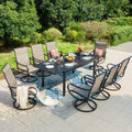 9-Piece Outdoor Dining Set with High Back Swivel Padded Chairs & Extendable Table, Black & Tan H35303