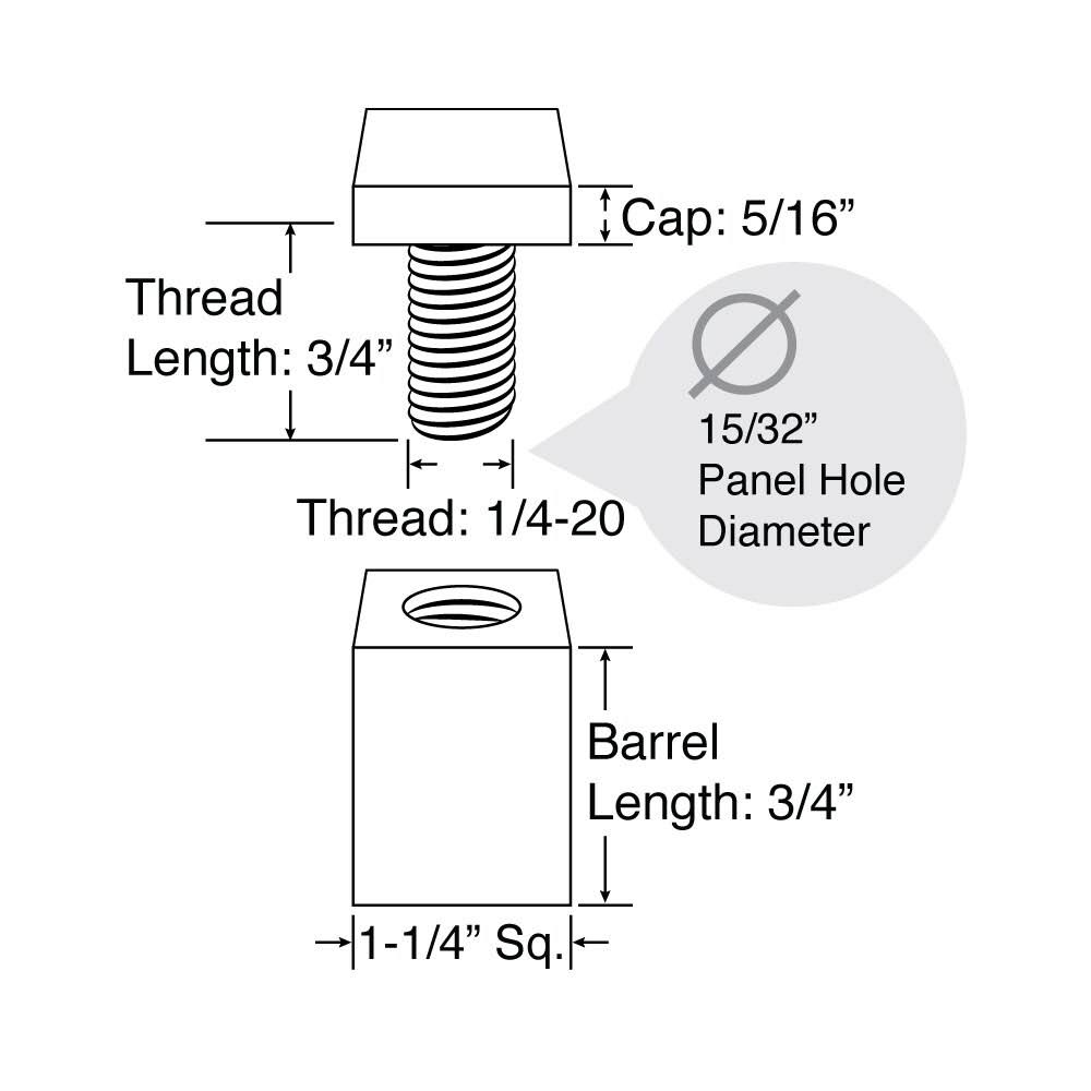 Euro Square Aluminum Standoff Pack of 8 U865