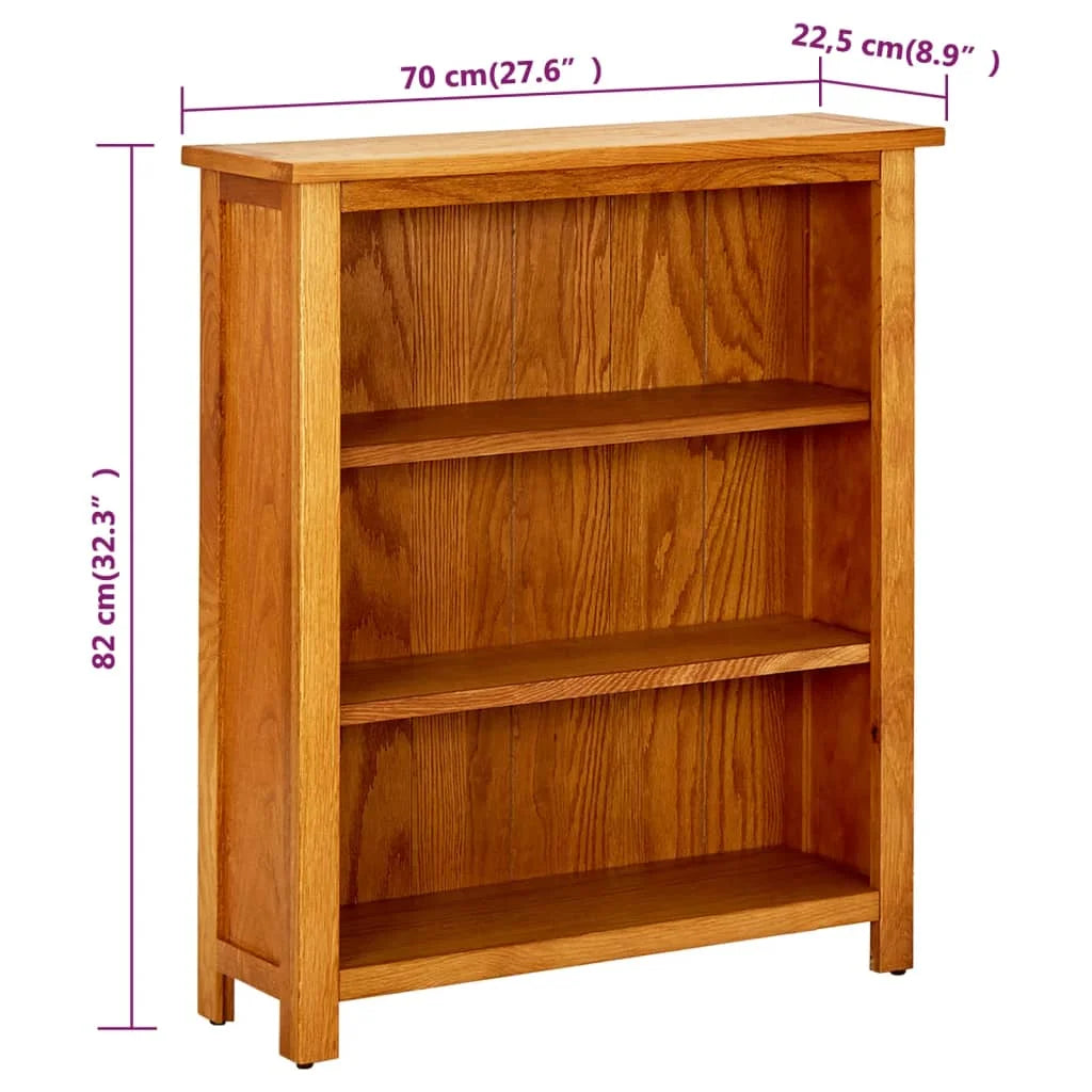 3-Tier Solid Oak Wood Bookcase S437