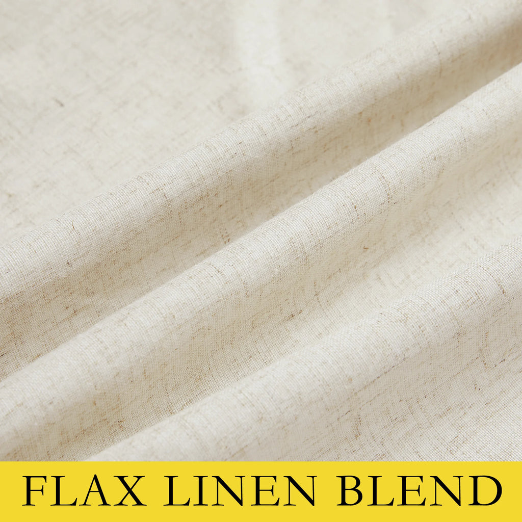 Natural 100% Blackout Linen Kitchen Curtains 63 inch 2 Panels K530861