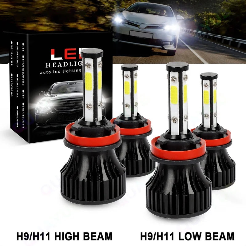 4pc 6000K White H9 H11 High/Low Beam Headlights M182