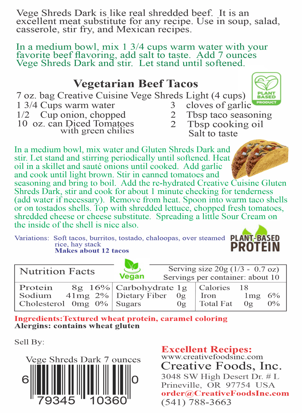 Veggie Shreds Mixed Light & Dark Q149