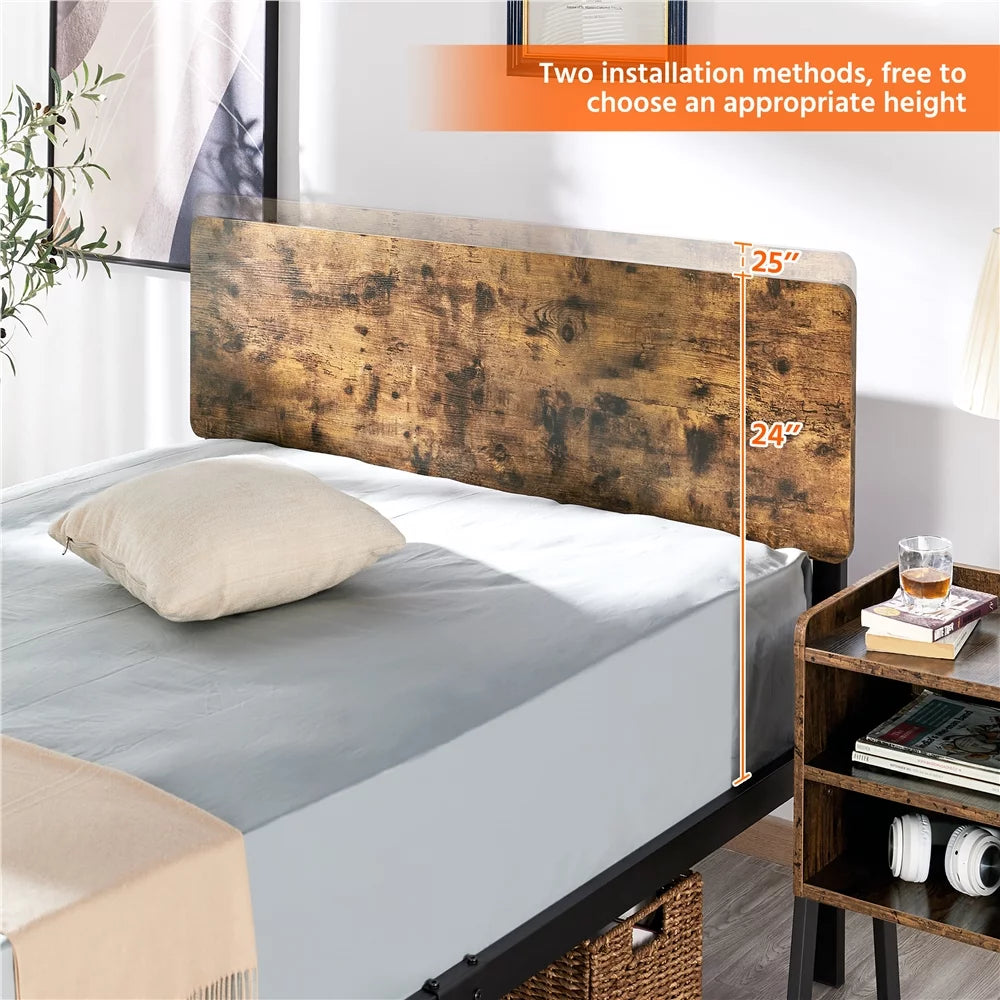 Metal Twin Bed Frame with Wooden Headboard & Footboard K3984