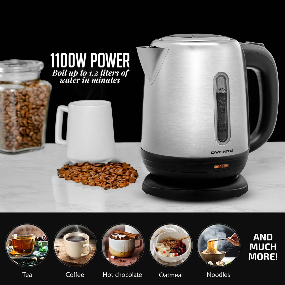 Stainless Steel Electric Kettle 1.2 Liter with Auto Shut-Off A7902