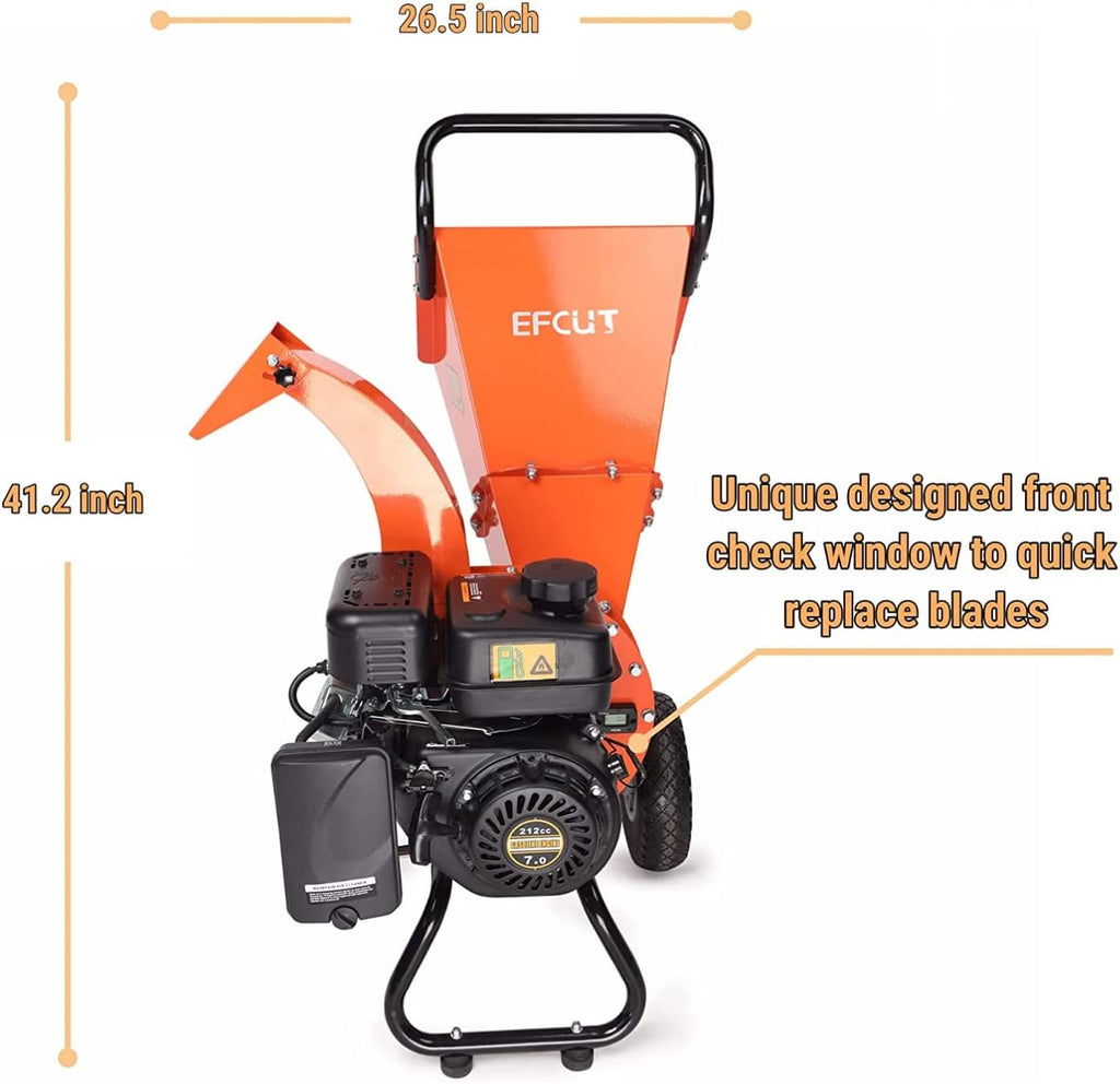 Mini Wood Chipper Shredder Mulcher, 7 HP 212cc Gasoline Engine, 3" Max Wood Diameter X235417