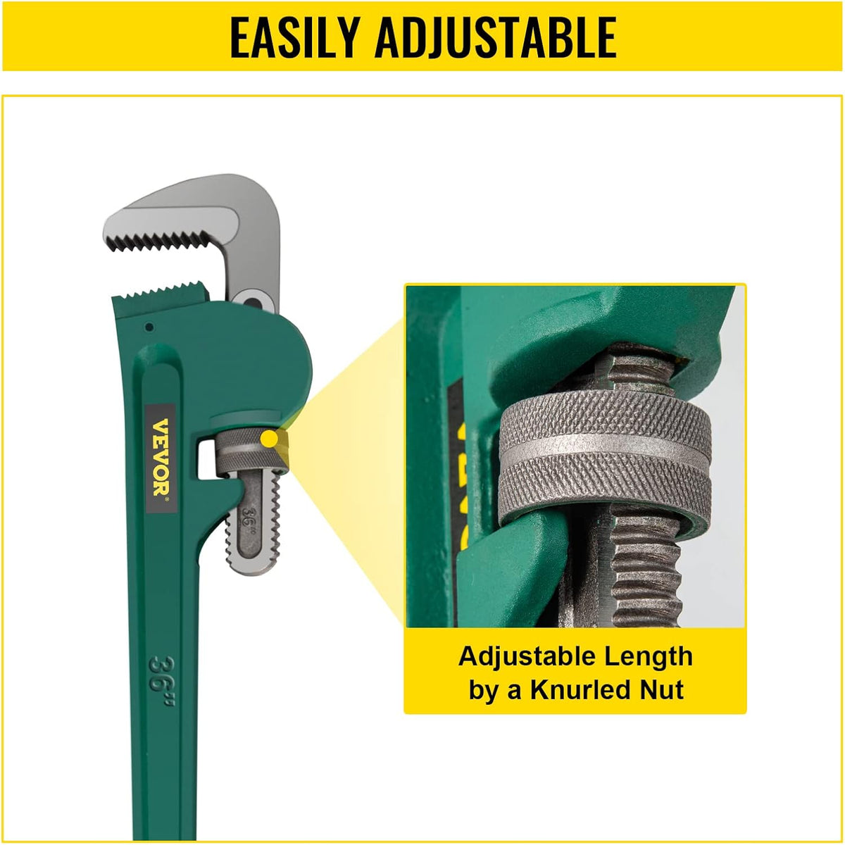 36-Inch Aluminum Straight Pipe Wrench Adjustable Heavy Duty 5” Jaw Capacity Pack of 2 J20458