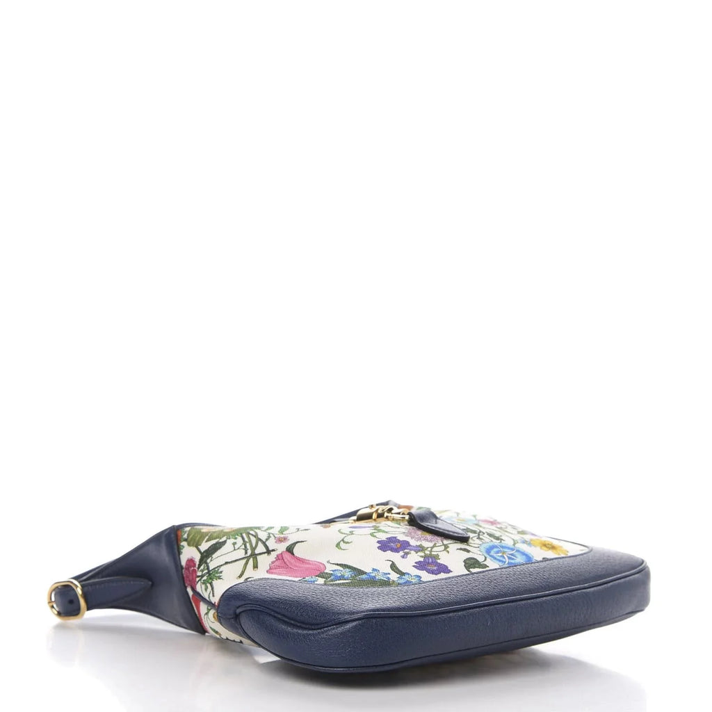 White Blue Canvas Hobo Bag P599