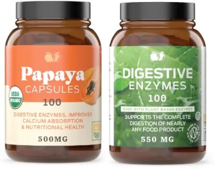 Organic Papaya Enzymes & Digestive Enzymes 100 Capsules K878391