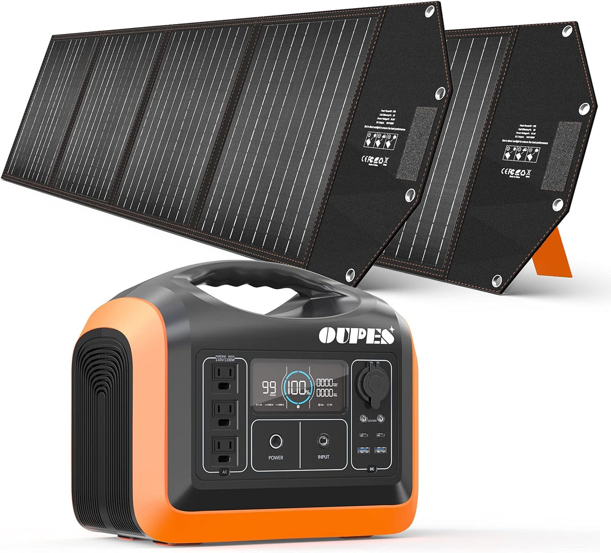 Portable Power Station 600W Solar Generator with 100W Panel 186000mAh Battery Backup J53663