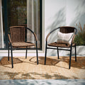 2 Pack Medium Brown Rattan Stack Chair U922