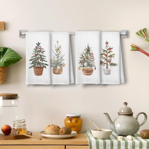 Christmas Tree Kitchen Towels, 16x24 Inch Set of 4 N806