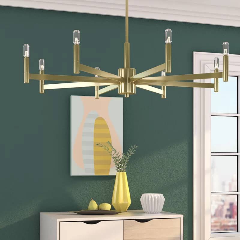 Natural Brass 8-Light Candle Chandelier P713686