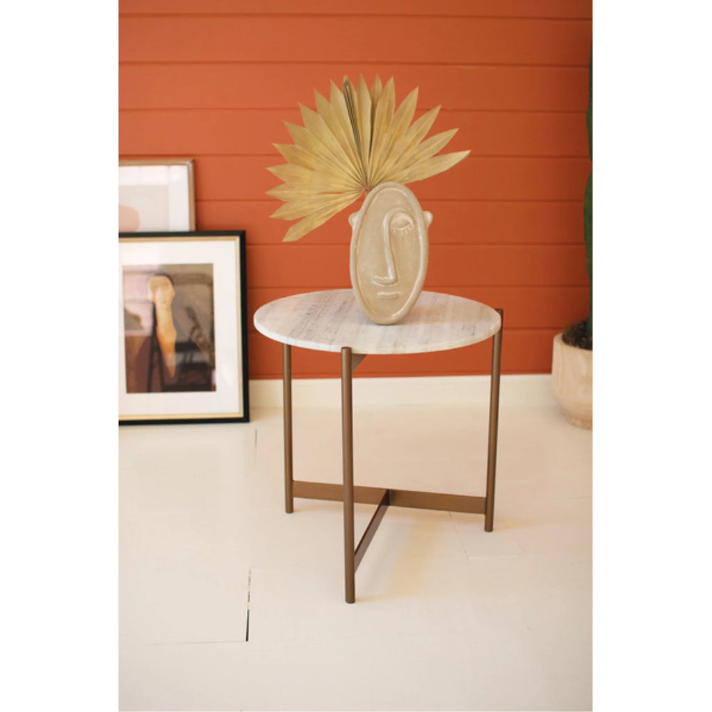 Iron Side Table With Marble Top R50363