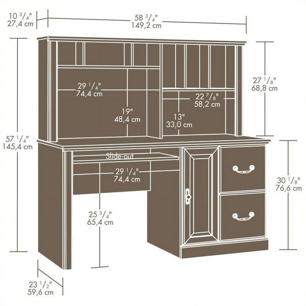 Traditional Wood Computer Desk with Hutch O2884