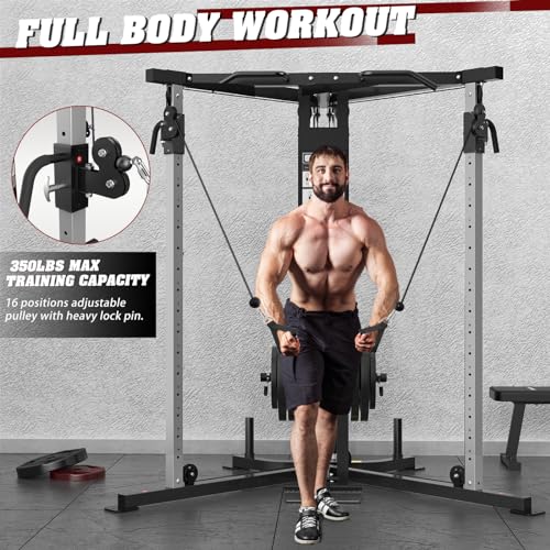 Cable Crossover Machine with Dual Pulley System and Pull-Up Bar W838