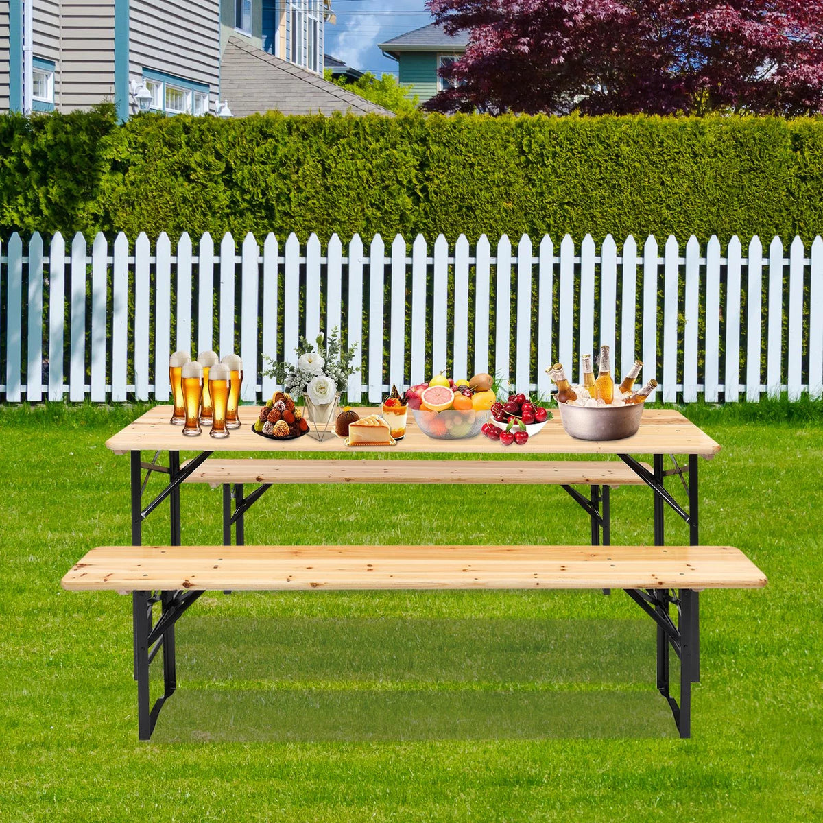 3-Piece Outdoor Folding Picnic Table Bench Set B1320