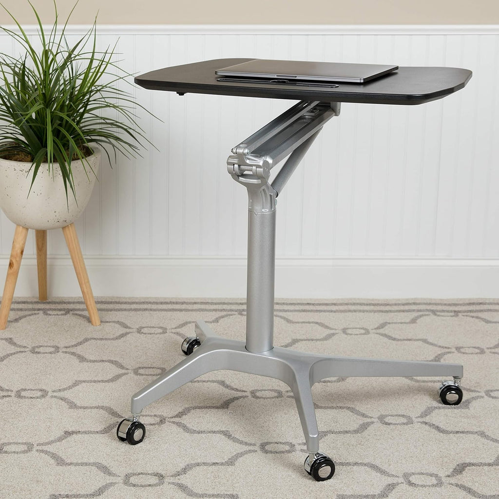 Black Mobile Ergonomic Desk with Adjustable Height B341553