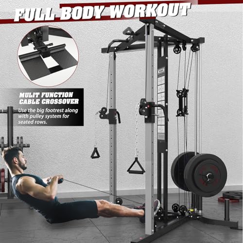 Cable Crossover Machine with Dual Pulley System and Pull-Up Bar W838