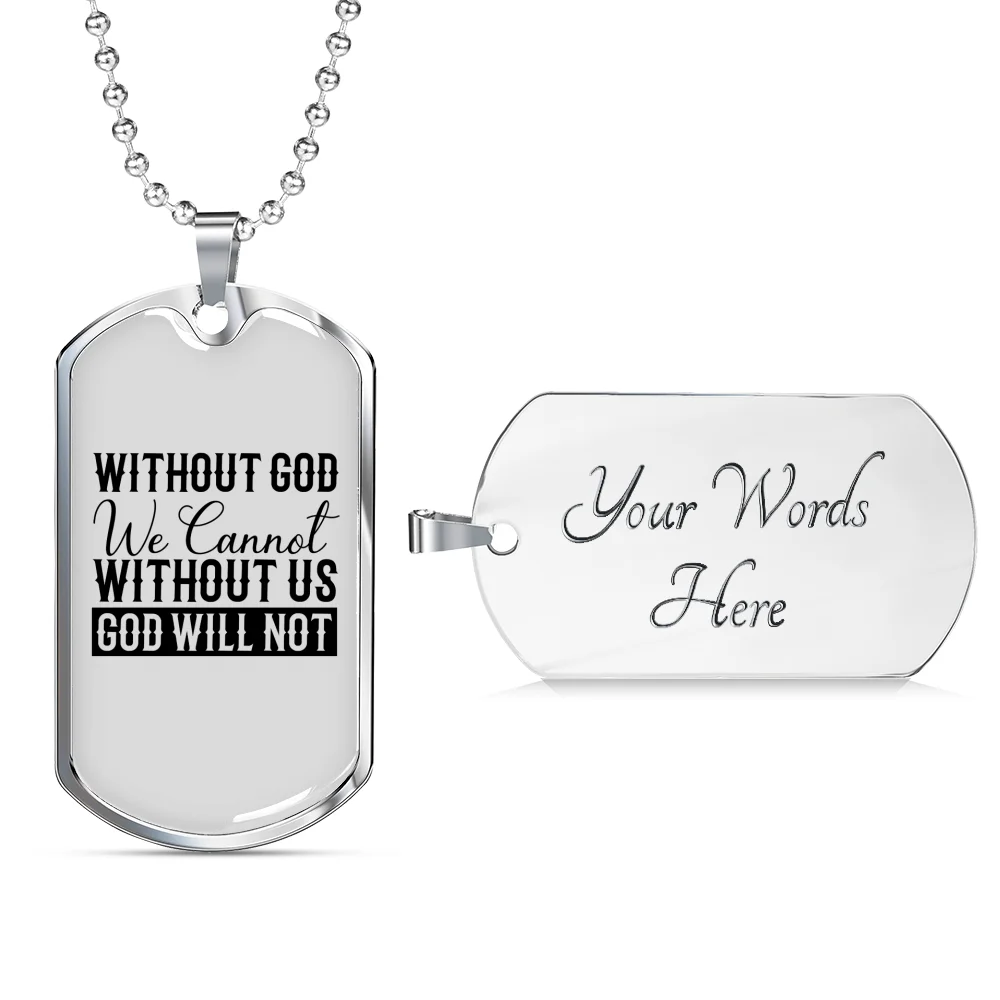 Christian Necklace Stainless Steel Dog Tag 24" Chain X666