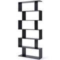 Black 6 Shelf Geometric Bookcase H240
