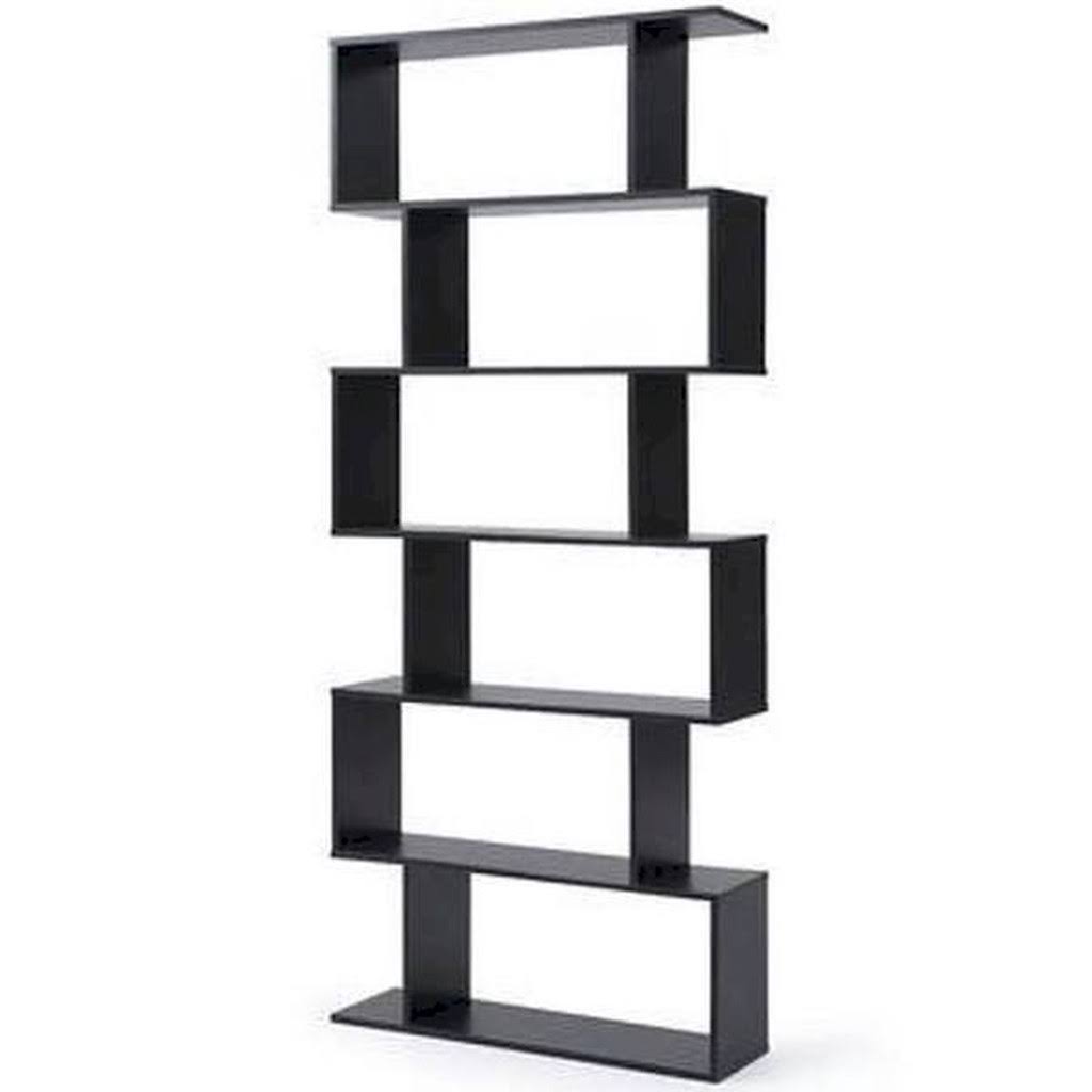 Black 6 Shelf Geometric Bookcase H240