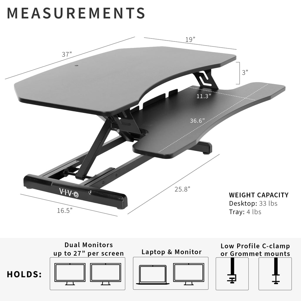 Black Corner Height Adjustable Standing Desk L69094