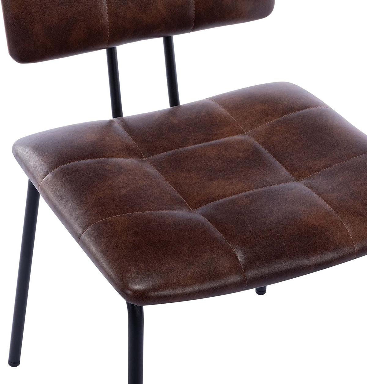 Faux Leather Upholstered Dining Chairs Set of 2 with Metal Legs Z152