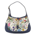 White Blue Canvas Hobo Bag P599