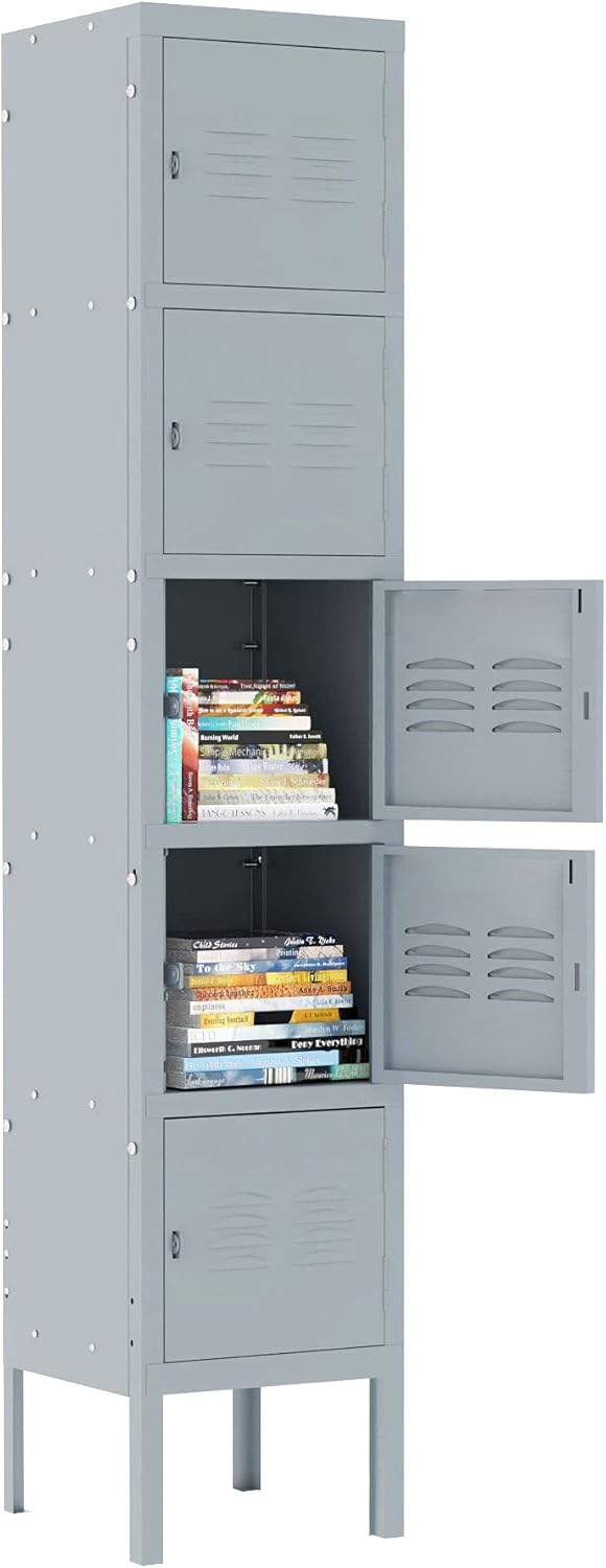 Metal Locker Cabinet with 5 Doors, 5 Tier Shelf L527
